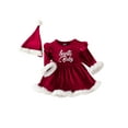 thumbnail image 1 of Diconna Costume de Noël pour Fille Bébé, Tenue de Père Noël, Couleur Contrastée, Manches Longues, Col Rond, Robe Trapèze, Barboteuse + Chapeau, 1 of 9