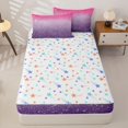 thumbnail image 4 of Erosebridal Ombre Stars Glitter Zipper Twin Comforter Sets with Fitted Sheet and 2 Pillowcases,Pink Purple Gradient Sparkle Print Zipper Bedding Set For Girls,Colorful Stars Reversible,4pcs, 4 of 7