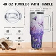 thumbnail image 2 of 40oz Purple Butterfly Tumbler with Handle | Insulated Travel Mug for Coffee & Water | Leakproof Cup | Lavender Butterfly Gift for Women, 2 of 6