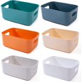 thumbnail image 1 of Cesta de almacenamiento de plástico de colores, cestas para estantes de baño, organización de cocina, despensa, contenedores de almacenamiento (mediano), 6 uds., 1 of 5