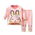 thumbnail image 2 of SGFCWSX Girls Fall Outfit Toddler 2 Piece Outfits Fleece Print Top and Matching Pants Sets Pink Size 0-1T, 2 of 3