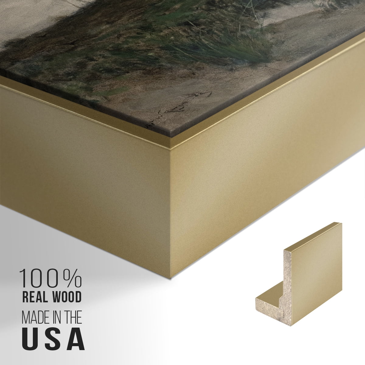 Vintage Landscape-CCCXLVIII By Wexford Home Framed in Gold Wood Gallery Wrapped Canvas 27 in. x 41 in.