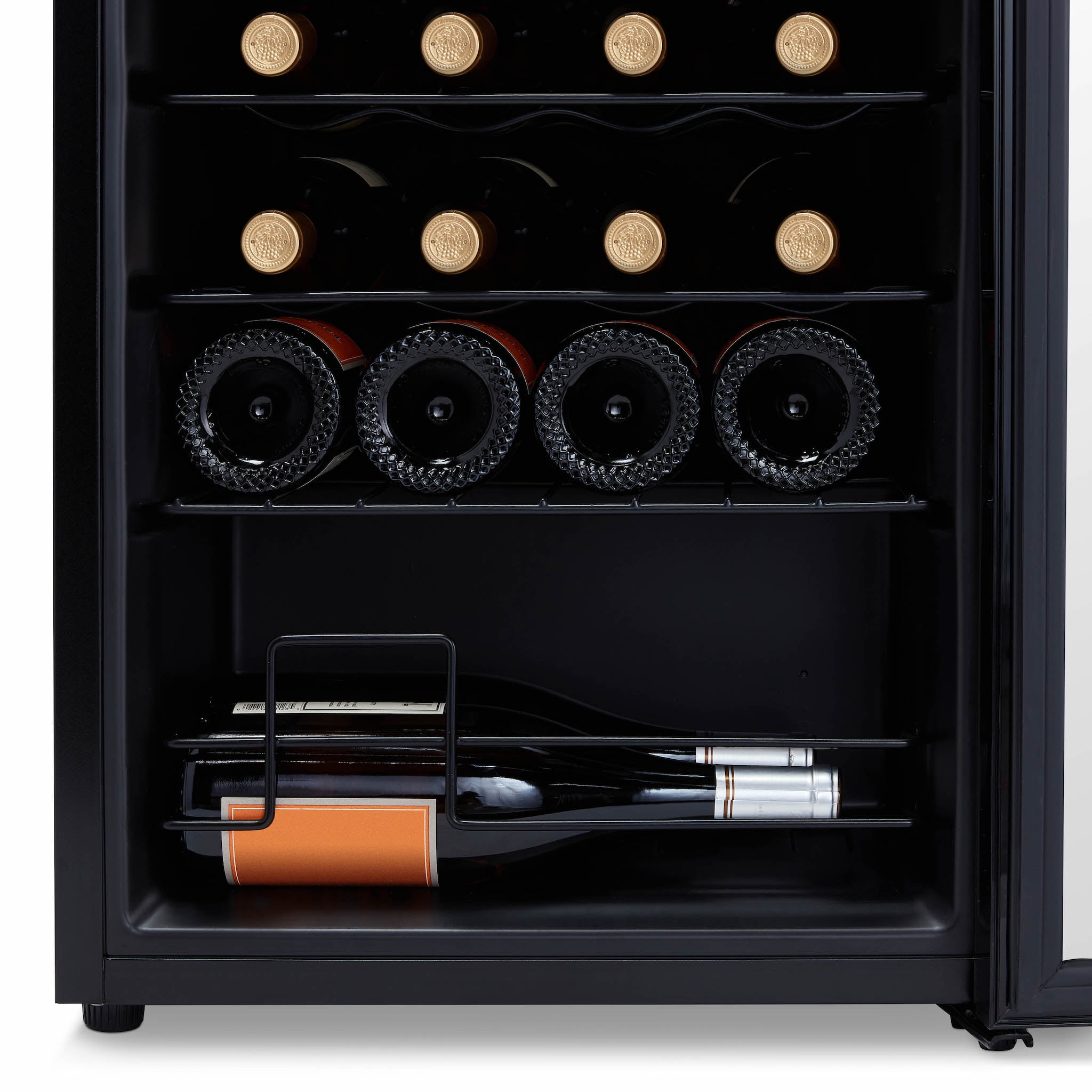 Newair Shadow Series Wine Cooler Refrigerator 24 Bottle, Freestanding Mirrored Wine Fridge with Double-Layer Tempered Glass Door & Compressor Cooling for Reds, Whites, and Sparkling Wine