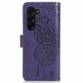 thumbnail image 6 of ELEHOLD for Samsung Galaxy Z Fold5 Wallet Case,Bling Diamond Butterfly Embossed Pattern Leather Wallet Cover Shockproof Magnetic Clasp Card Slots Kickstand Wriststrap Case for Women Girls,Purple, 6 of 14