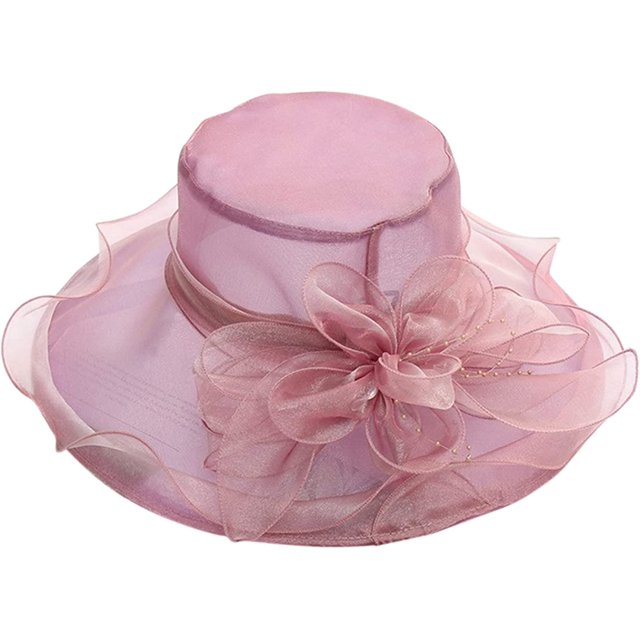 Chapeaux d'Été pour Femmes Protection Solaire Chapeau d'Été pour Femmes Chapeau de Robe Grand Feuille Fleur Chapeau de Douche Nuptiale Chapeaux de Soleil Chapeau de Plage Violet Taille Unique
