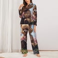 thumbnail image 2 of KLL Romantic Floral Bear Print Women's Long Sleeve Pajamas with Pants Sleepwear Loungewear 2 Set-Medium, 2 of 7