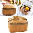 thumbnail image 6 of Monyance rattan storage bag Imitation Wicker Picnic Basket Insulated Lunch Bag Reusable Cooler Box(8.66X5.51X4.72Inches), 6 of 10