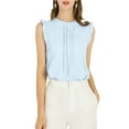 thumbnail image 3 of INSPIRE CHIC Women's Sleeveless Blouse Ruffled Pleated Wear-to-Work Chic Blouse S Blue, 3 of 9