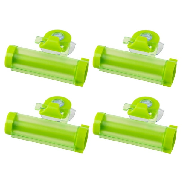 Kit de 4 exprimidores de pasta de dientes PP de tamaño pequeño para exprimir pasta de dientes rápidamente Verde