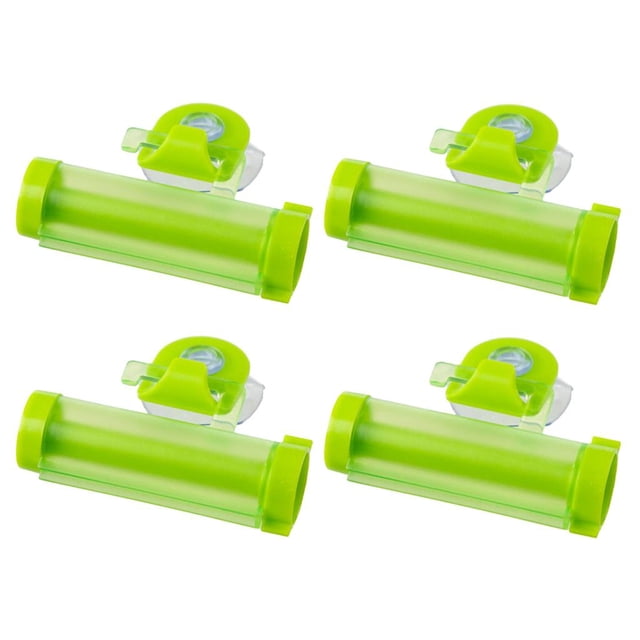 Kit de 4 exprimidores de pasta de dientes PP de tamaño pequeño para exprimir pasta de dientes rápidamente Verde