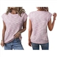 thumbnail image 2 of Blusas de Verano para Mujer, Informales, de Cuello Redondo, de Punto Gofre, con Mangas , Blusas Holgadas. Rosa L, 2 of 6