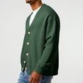 thumbnail image 4 of Dresfit Waffle Shirt Mens Long Sleeve Cardigan Sweater Front V Neck Button Up Knit Sweaters Spring Ribbed Oversized Big and Tall Back To School Pullover Dressy Cardigan Dark Green 3XL, 4 of 5