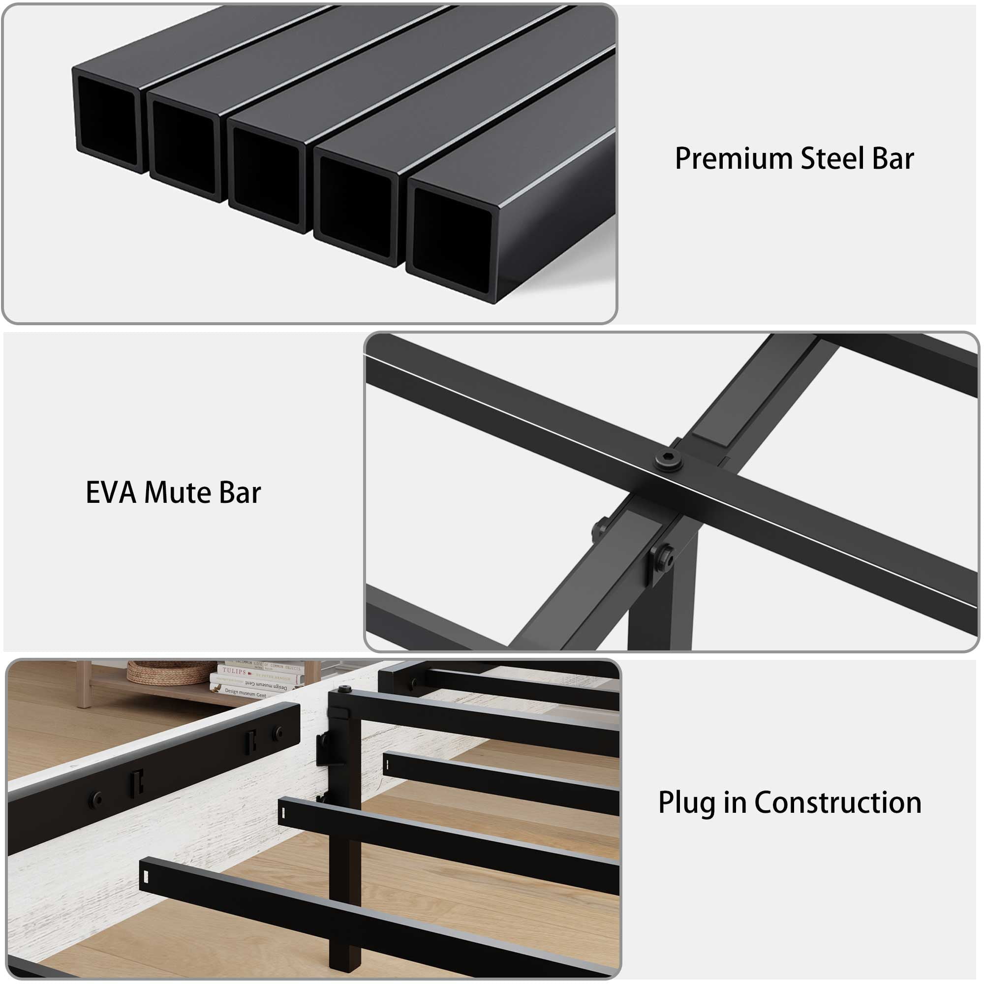SESSLIFE Queen Bed Frame with Storage Headboard and Charging Station, Farmhouse Platform Bed with LED Strip Light, Metal Slats Support for 800 lbs, No Box Spring Needed, Antique White & Gray