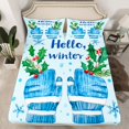 thumbnail image 2 of Manfei Merry Xmas Bed Sheets,Blue Christmas Gloves King Sheets,Red Berry Sheet Set For Men Women,Ultra Soft Home Decor,4 Pieces, 2 of 7