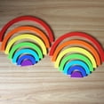 thumbnail image 3 of Apilable de madera arcoíris de 7 colores (14 piezas), juguete apilable para bebés y niños pequeños. Puente circular, 3 of 9