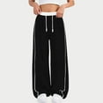 thumbnail image 5 of NAISIBABY Sweatpants for Girls, High Waisted Drawstring Wide Leg with Pockets Baggy Casual Athletic Pants Black 8T, 5 of 8