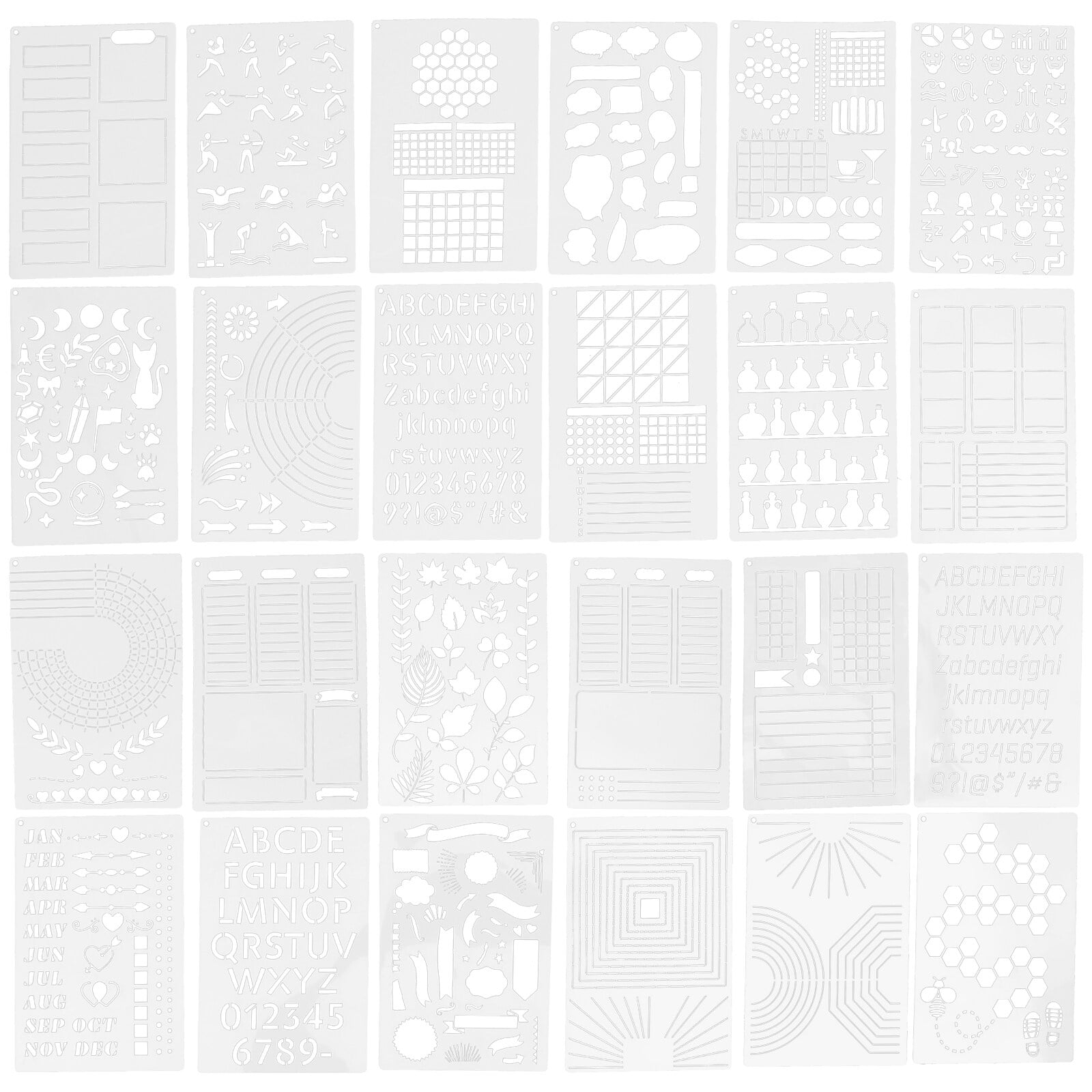 24pcs Hollow Painting Stencils Durable Drawing Templates Fashion