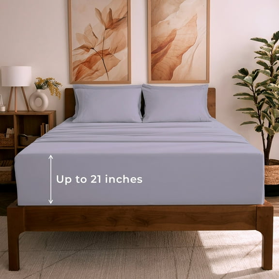 Mellanni 6 Piece Bed Sheet Set Brushed Microfiber, Extra Deep Pocket, Queen, Lavender