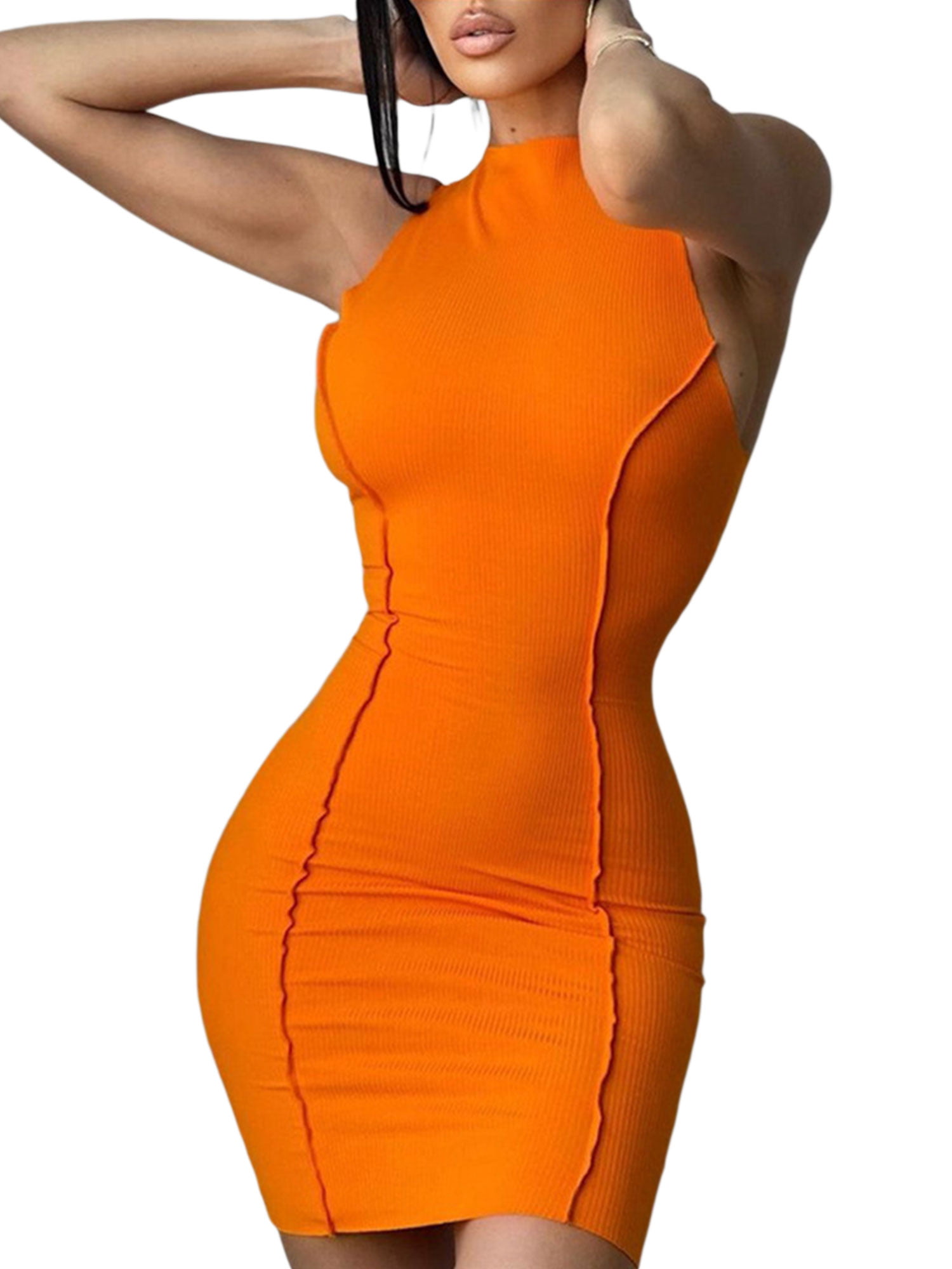 Topshop Halter Dress light orange elegant Fashion Dresses Halter Dresses 