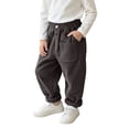 thumbnail image 4 of cfhntfmh Kids Corduroy Pants Casual Baggy Elastic Waisted Pants with Pocket Fall Winter Fashion Outfit (Dark Grey,7-8 Years), 4 of 5