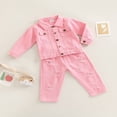 thumbnail image 3 of Toddler Kids Girls Clothes 2Pcs Set Lapel Botton Long Sleeve Denim Jacket Tops Ripped Jeanst Pants Outfits Pink 3-4 Years, 3 of 8
