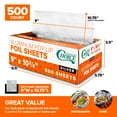 thumbnail image 2 of 500 Count Pre-Cut Deli Aluminum Foil Sheets, 9” Pop Up Foil Sheets for Restaurant, Disposable Foil Sheets for Food, Tin Foil Sheets for Burrito, Hot Dog or Sandwich, Stock Your Home, 2 of 7