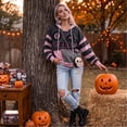 thumbnail image 5 of Meltox Womens Hooded Sweatshirt with Pocket Lightweight Fleece Pullover Long Sleeve Relaxed Fit Patchwork Graphic Hoodie Top Black L, 5 of 8