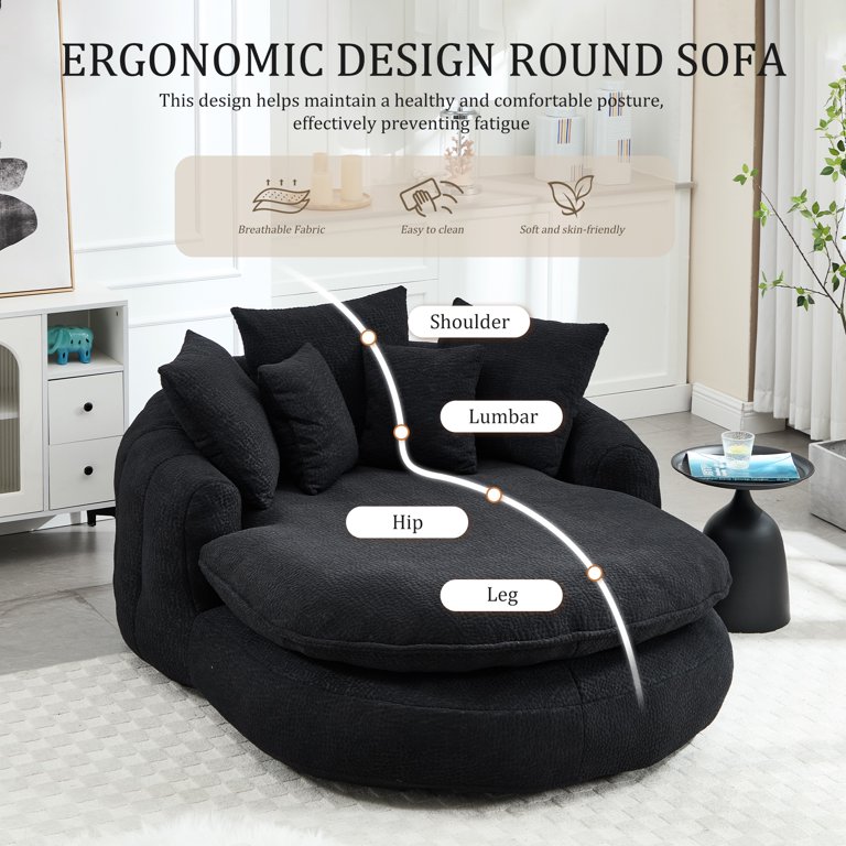 Homefun Oversized Chenille Bean Bag Sofa 5 Pillows Lazy Backrest