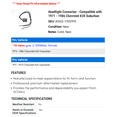 thumbnail image 2 of Headlight Connector - Compatible with 1971 - 1986 Chevy K20 Suburban 1972 1973 1974 1975 1976 1977 1978 1979 1980 1981 1982 1983 1984 1985, 2 of 2