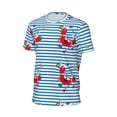 thumbnail image 6 of Wukai Red Funny Crab on Blue Stripe Print Men's Short-Sleeved Mesh T-Shirt,Quick-Dry Short Sleeve Workout T-Shirt-Small, 6 of 8
