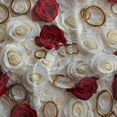 thumbnail image 3 of YAZAOO Round Tablecloth Red and White Roses Rings Pattern Tableclothes, 3 of 8