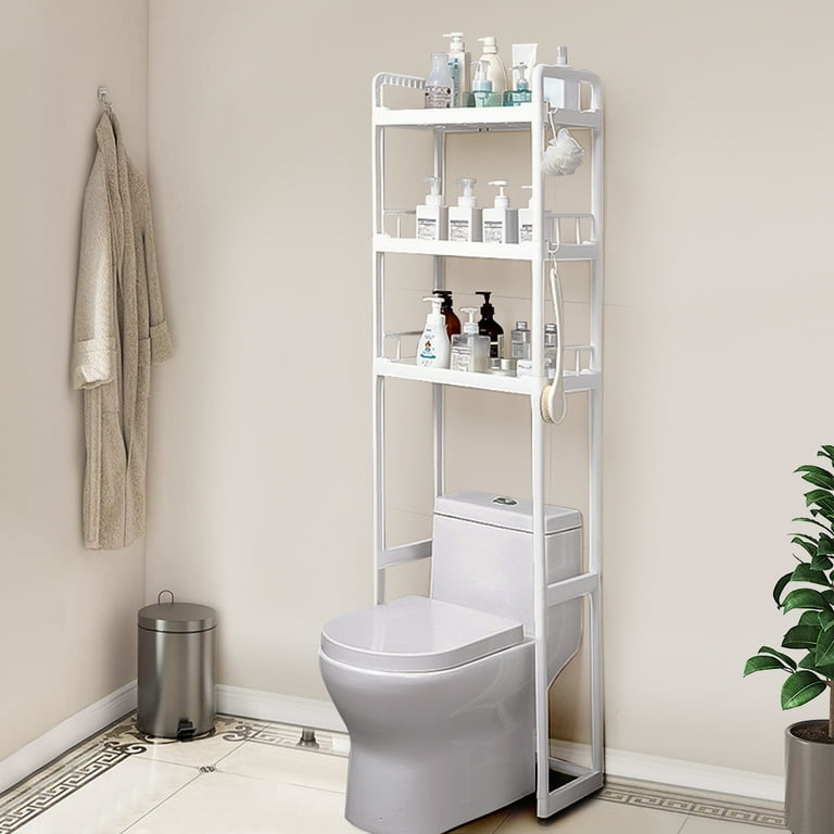 Huhote Over The Toilet Storage Rack with 3-Tier Bathroom Shelves, Space  Saver Toilet Shelf, Bathroom Storage Organizer with Hooks for Over Toilet
