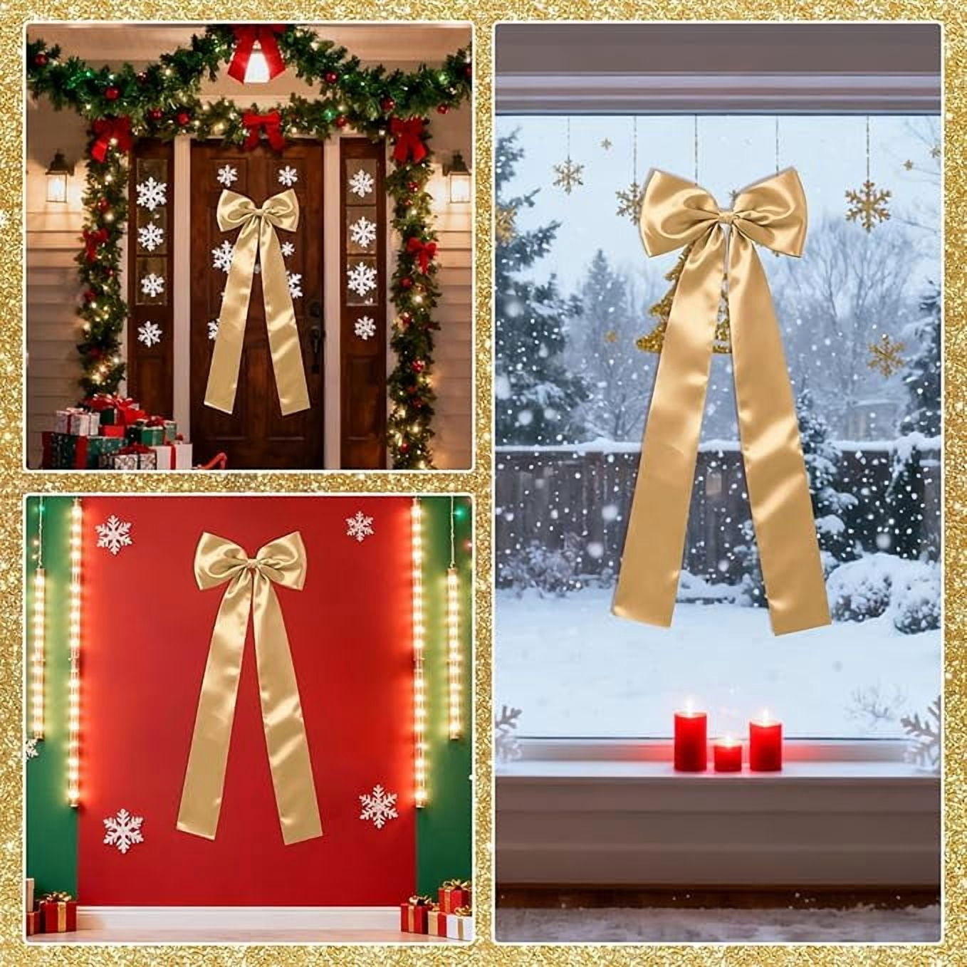 23.62"  Bow Pre-Tied Bow For Christmas Tree, Dark Red Velvet Ribbon Bow For Wreaths, Tree Toppers Bow, Premade Bow, Gift Bow For Party Favor, Christmas Home Indoor Outdoor Decor-1 Counts
