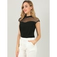thumbnail image 2 of INSPIRE CHIC Women's Mesh Panel Top Round Neck Keyhole Sleeveless Blouse, 2 of 6