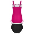 thumbnail image 6 of Womens Bikini Swimsuits Two Piece Ruched Bathing Suits Drawstring High Waist Modest Tankini Swimwear(Hot Pink 2XL), 6 of 7