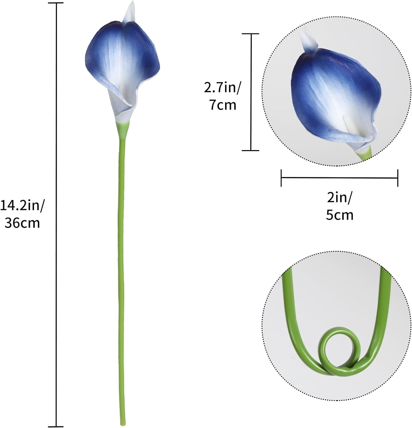 Blue Fake Calla Lily Flowers Real Touch Blue Calla Lily Faux Flowers Arrangement Bouquet for Home Garden Office Party Wedding Bouquet Centerpieces Flower Home Decoration (Blue)