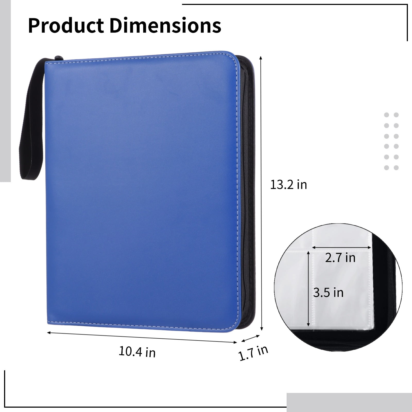 900-Pocket Trading Card Binder, Portable Card Binder with Removable Sheets, Sports Card Binder, PU Leather Storage Case with Zipper for Standard-sized Baseball, Football, Basketball Cards