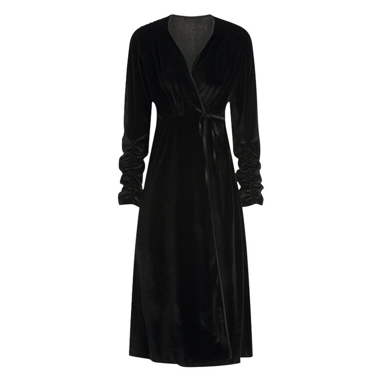 CFLVAEK Velvet Robe for Women Elegant Pleated Long Sleeve Dressing Gown Soft Fall Winter Bathrobes Solid Color Ladies Sleepwear Black M - Walmart.com CFLVAEK Velvet Robe for Women Elegant Pleated Long Sleeve Dressing Gown Soft Fall Winter Bathrobes Solid Color Ladies Sleepwear Black M - Walmart.com
