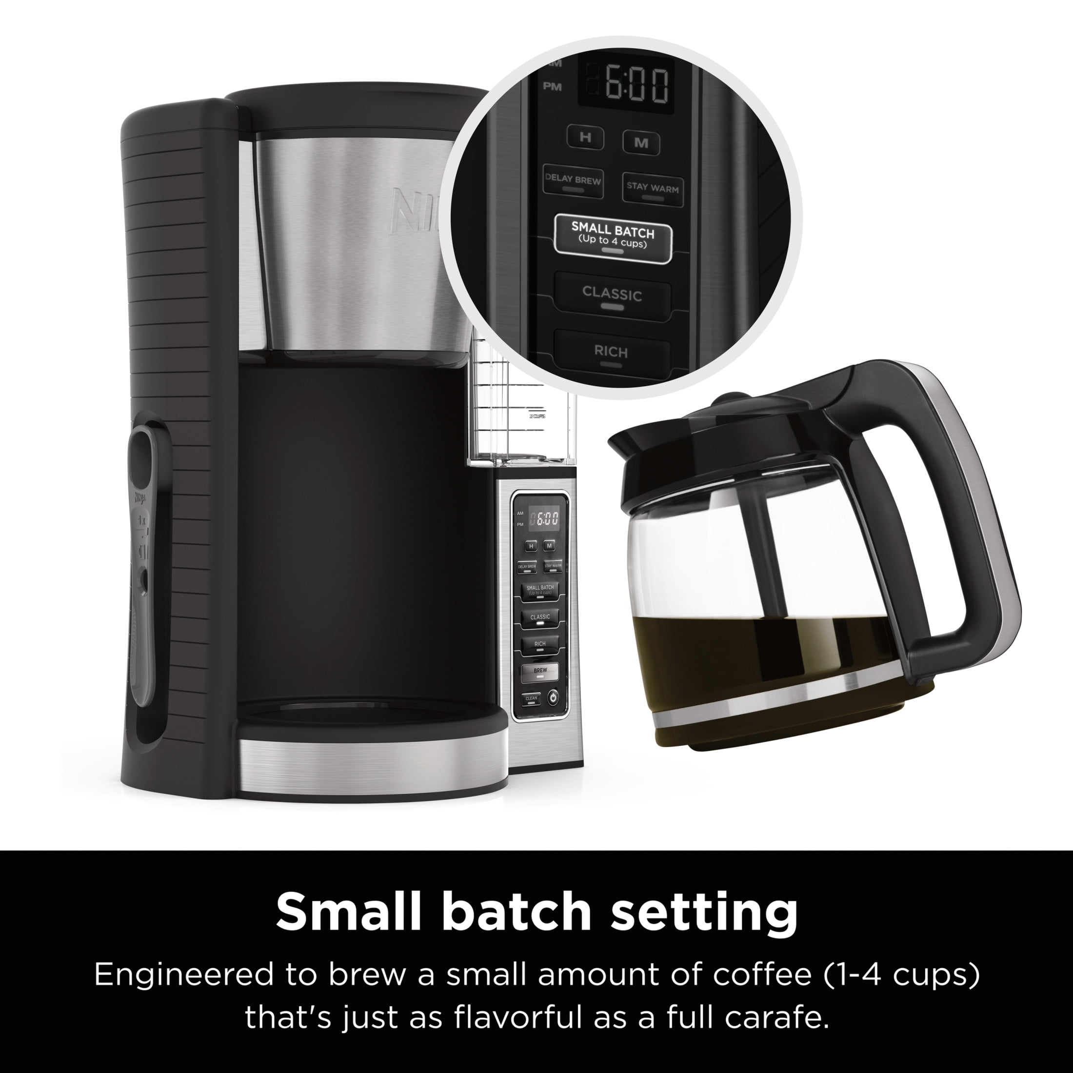 Ninja 12Cup Programmable Coffee Pot with Glass Carafe, Stainless Steel, CE250  (图5) Ninja 12Cup Programmable Coffee Pot with Glass Carafe, Stainless Steel, CE250  (图5)