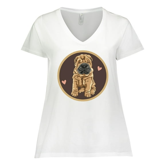 Inktastic Chinese Shar-Pei Dog Art Women's Plus Size V-Neck T-Shirt