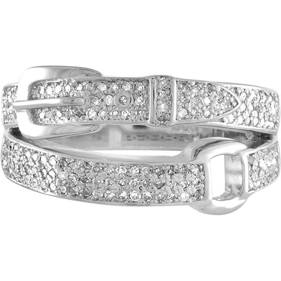 1/2 CT. T.W. Diamond Belt Buckle Ring in Sterling Silver (H-I / I1-I2) JewelMore