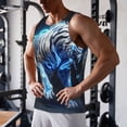 thumbnail image 5 of KLL Futuristic Blue Light White Tiger Print Men's Muscle Gym Workout Stringer Tank Tops Bodybuilding Fitness T-Shirts Tank Tops Men-4X-Large, 5 of 7