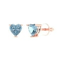 thumbnail image 2 of 1.0 Ct Heart Cut Studs Natural Swiss Blue Topaz 14K Rose Solid Solid Gold Everyday Dainty Earrings Screw Back, 2 of 7