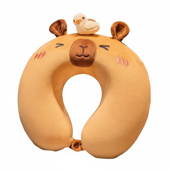 EHJRE U Shaped Pillow Capybara Neck Pillow Travel Pillow Memory Foam Ergonomic Curve for Students Office Naps