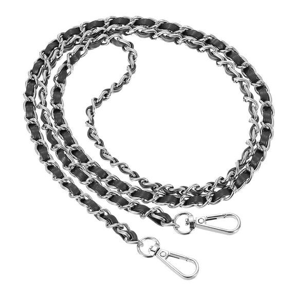 Uxcell 47" Purse Chain Strap, DIY Bag Chain Replacement Crossbody Bag Adjustable, Black&Silver