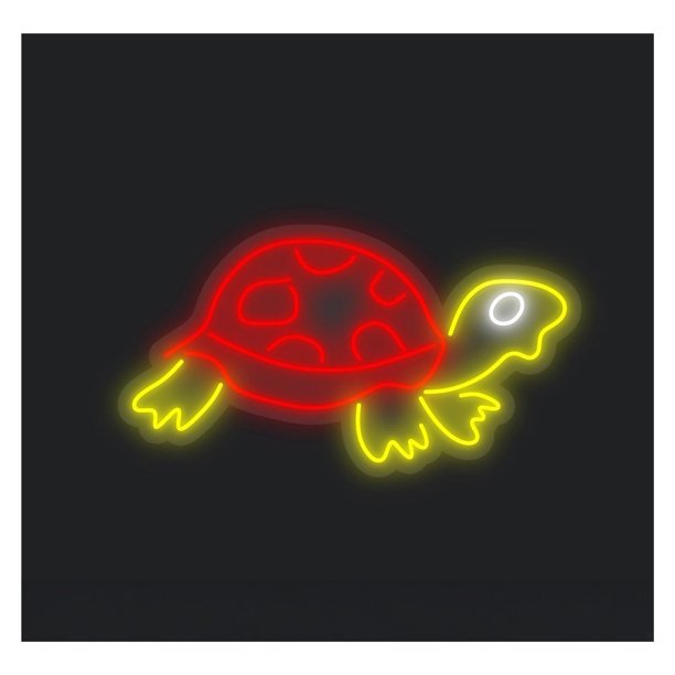 Letrero De Neón Tortuga Para Habitación Infantil, Acuario, Decoración Casa Playa Lindo Letrero LED Pared Con Temática Oceánica 52cm