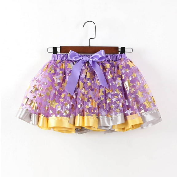 YWDJ Girls Skirts Toddler Baby Girls Cute Star Net Yarn Princess Skirt Multi-color Skirt Dress Purple 9-11T