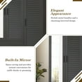 thumbnail image 4 of ChVans 71" Tall Armoire Wardrobe with Mirror & LED Lights , 3 Door Wood Wardrobe Armoire with 3 Drawers & Multi-Layer Shelves and Hanging Rod, Large Capacity Louver Storage Cabinet, Black, 4 of 5