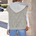 thumbnail image 4 of Women's Colorblock Sleeveless Drawstring Hooded Vest Jacket Gray XXL, 4 of 5
