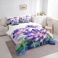 thumbnail image 3 of Homewish Purple Rustic Lotus 7 Pieces Bedding Comforter Set,Flying Dragonfly Full Bedding Set,Country Flower Floral Fitted Sheet Flat Sheet For Girls Kids,Super Cozy Room Decor, 3 of 8